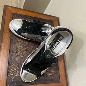 Golden Goose Silver and Navy Blue sneakers